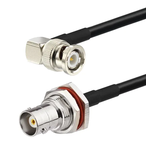 Vista 6 de Eightwood BNC mamparo hembra a BNC macho en ángulo recto RG58 cable coaxial 6.5ft para receptor de micrófono inalámbrico, radio CB, radio RG58 6.5