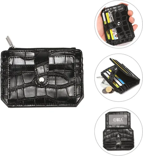 Vista 4 de TENDYCOCO Cartera de almacenamiento de crédito de Pu con cremallera, práctico nudo de moneda, versátil, tarjetas de diseño, impresiones