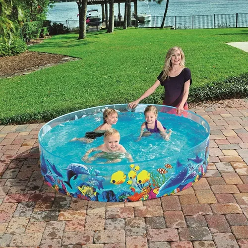 Vista 2 de Fill N Fun Kid Kiddie Wading piscina a presión 72x15 para Bestway H2OGO