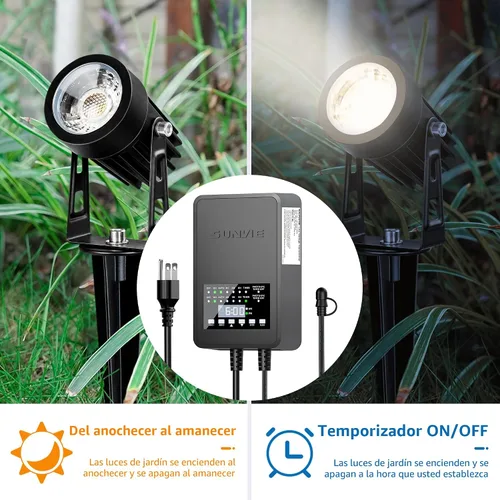Vista 4 de SUNVIE Transformador de paisaje de bajo voltaje de 300 W con 2 salidas de control independientes, transformador de iluminación de paisaje