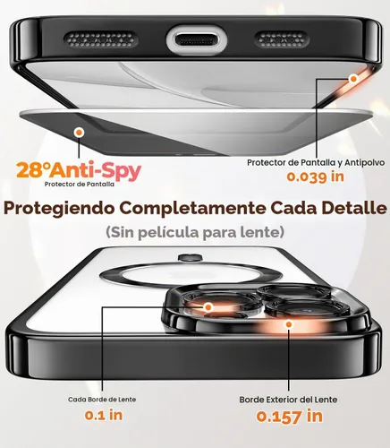 Vista 4 de Meifigno - Funda diseñada para el iPhone 16 Pro de 6.3", [Tarjeta de purpurina y correa para la muñeca] [Compatible con MagSafe]