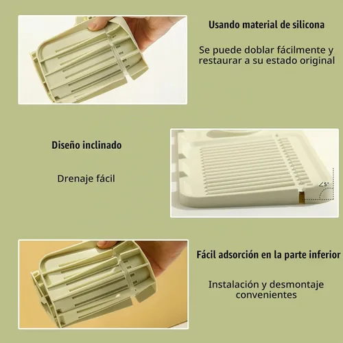 Vista 4 de Tapete para grifo de fregadero, protector contra salpicaduras de silicona mejorado, con propiedades de secado rápido, bandeja protectora ideal