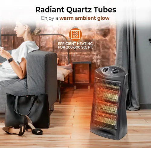 Vista 7 de Calentadores de espacio Comfort Zone para uso en interiores, calentador eléctrico portátil, termostato ajustable, calor infrarrojo, calentador