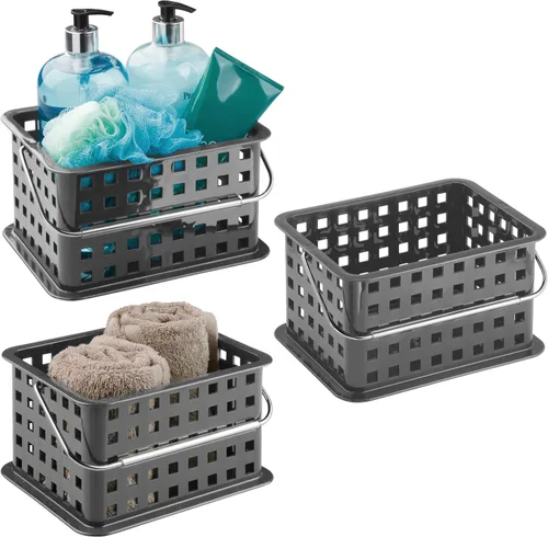Vista 11 de iDesign - Organizador de ducha pequeño con asa, organizador de ducha portátil para dormitorio o baño, paquete de 3, color rosa