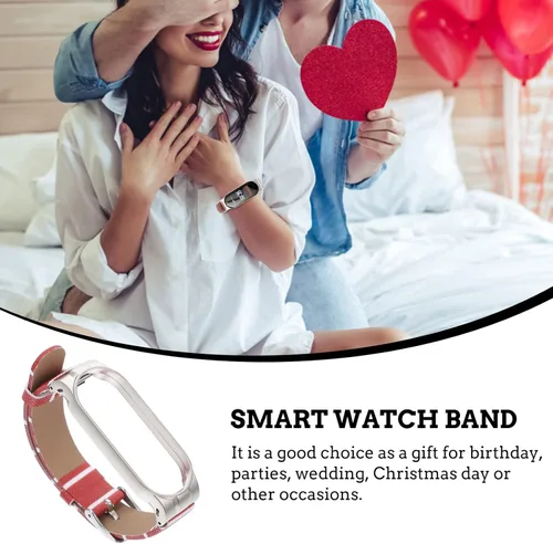 Vista 8 de UKCOCO Compatible con Mi Band 5Mi Band 6 Band Correa de muñeca de repuesto de cuero para hombres y mujeres