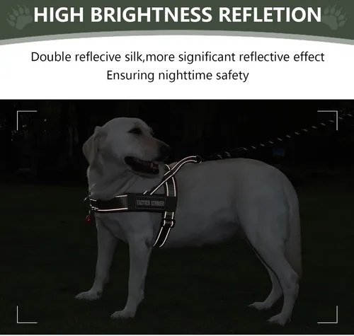 Vista 7 de Arnés para perro, chaleco ajustable mejorado a prueba de escapes, para caminar al aire libre, chaqueta suave y transpirable con tiras reflectantes