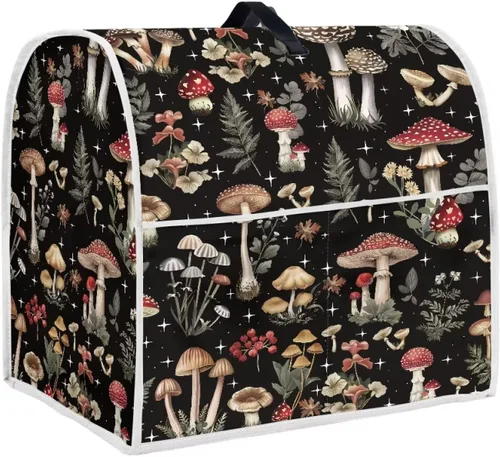 Vista 18 de Cubierta para mezclador de cocina con diseño de flores de pájaros, cubierta para procesador de alimentos con asa superior y bolsillo