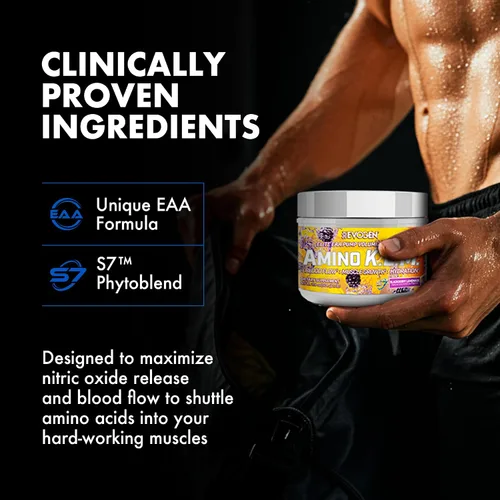 Vista 5 de Evogen Amino K.E.M. - Volumizador de Bomba en Polvo EAA y BCAA Suplemento de Aminoácidos BCAA para Flujo Sanguíneo, Crecimiento Muscular e