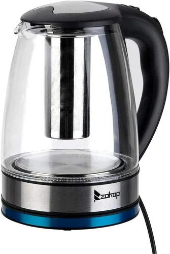 Vista 2 de Unknown1 7 colores llevaron la caldera de té eléctrica de cristal del acero inoxidable con la protección del apagado automático (1.8l) apagado