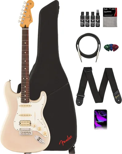 Vista 12 de Fender Player II Modified Stratocaster - Paquete de atardecer con bolsa de concierto, correa, cable, paquete de 3 púas y kit de limpieza de guitarra