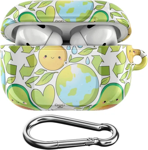 Vista 11 de Funda compatible con Airpods Pro Airpods 1, 2, 3 generación, sostenible, de cuerpo completo, diseño ecológico, funda de plástico con llavero Go