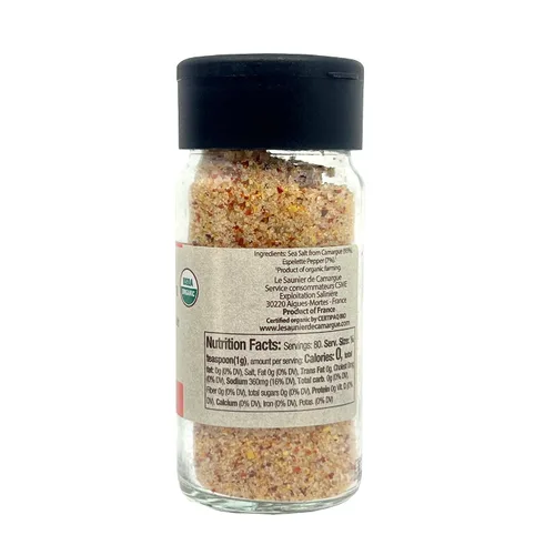 Vista 8 de Le Saunier de Camargue Flor de Sel con chile Espelette - Sal de acabado de sal marina francesa con chile suave - Sal escamosa gourmet cosechada a