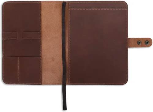 Vista 10 de Funda de cuero rústico para cuaderno de esteno en espiral de 6 x 9 pulgadas, cubierta Cahier recargable hecha a mano, organizador de cuero
