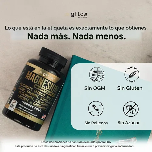 Vista 8 de gflow vitamins Suplemento complejo de magnesio – 10 formas activas, glicinato, citrato, malato, óxido, taurato, aspartato, gluconato, ascorbato