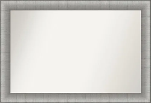 Vista 405 de Amanti Art Espejo de baño plateado para sobre el fregadero, 28 x 37 pulgadas, elegante espejo rectangular de peltre cepillado, marco de madera