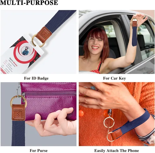 Vista 6 de Fishent Llavero elástico, bonito llavero de pulsera, cordón de muñeca tejido mejorado para llaves, llaveros para mujeres y hombres, llaves