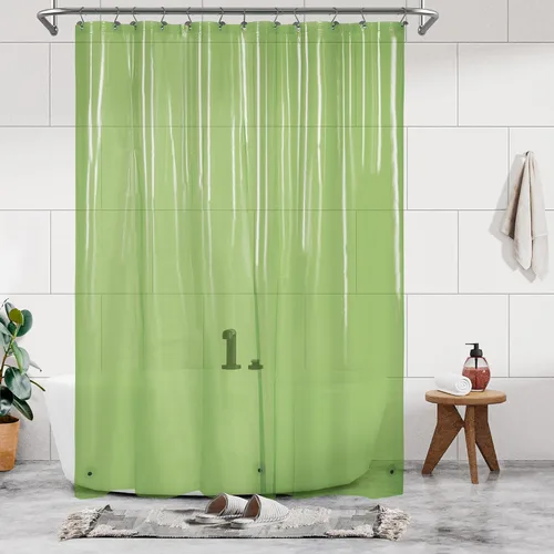 Vista 53 de Barossa Design - Forro de cortina estrecho de PEVA para ducha, con 3 imanes, impermeable, para cabina de baño pequeña, sin PVC, ojales metálicos