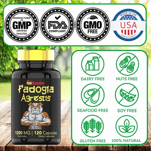 Vista 5 de Fadogia Agrestis: 1200 mg - 120 cápsulas Suplemento de extracto de Fadogia Agrestis ultra potente para hombres Energía, potencia, fuerza