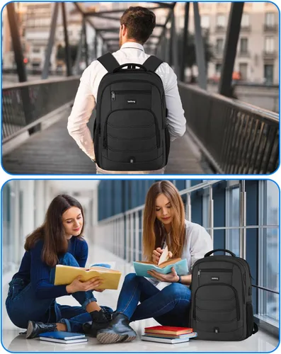 Vista 7 de kadilong Mochila para laptop para hombre, mochila escolar para adolescentes, niños, viajes de negocios, bolsa antirrobo con puerto de carga USB