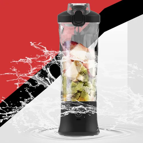 Vista 5 de Licuadora portátil, 18000rpm 20.3 fl oz de gran capacidad inalámbrica de acero inoxidable con 6 cuchillas ultra afiladas para batidos y licuados