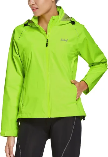 Vista 2 de BALEAF Chaquetas impermeables para mujer, cortavientos resistentes al viento, para correr, ligeras, reflectantes, plegables, con capucha