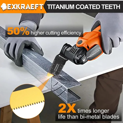 Vista 3 de EXKRAEFT 18 cuchillas oscilantes de titanio, cuchillas multiherramienta universales profesionales para madera, plástico y metal, kits de cuchillas