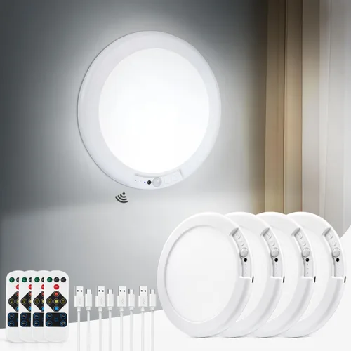 Vista 10 de Lámpara de techo alimentada por batería de 7.48 pulgadas con control remoto, luz de ducha recargable impermeable, luces de techo con sensor