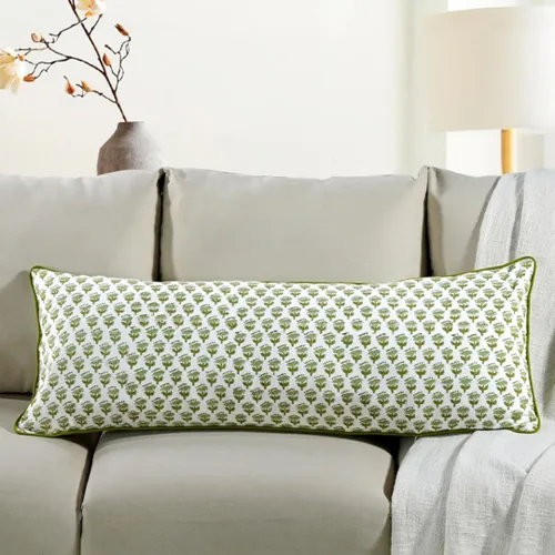 Vista 21 de CPC Funda de Cojín Verde Ágata 100% Algodón con Estampado en Bloque 12x20 pulgadas, Funda de Almohada Floral Boho Hecha a Mano, Ropa de Cama