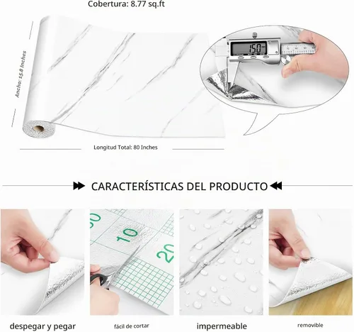 Vista 7 de LACHEERY - Paneles de pared de mármol blanco para despegar y pegar para dormitorio, TV, decoración moderna, sala de estar, espuma impermeable