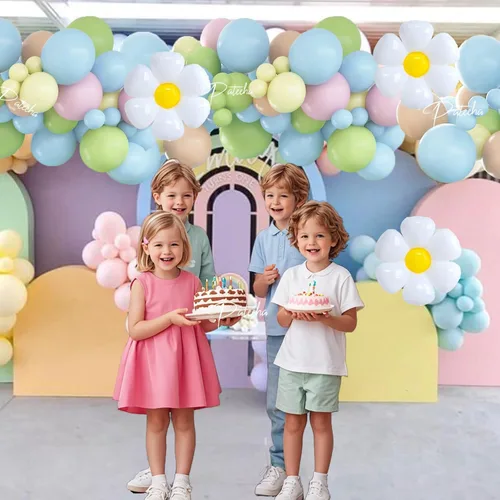Vista 9 de Pateeha Kit de arco de globos Baby in Bloom de 12 pies, guirnalda de globos de margarita, globos de papel de aluminio, globos pastel para Pascua