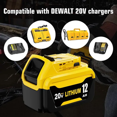 Vista 5 de 2Pack 12.0 Ah High Capacity DCB206 Replacement for Dewalt 20v Max Battery Lithium Compatible with Dewalt 20v Battery Compatible with Dewalt Battery