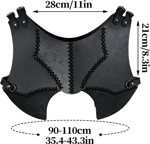 Vista 6 de HiiFeuer Armadura medieval de piel sintética para el pecho, armadura de cuerpo de arquero mercenario retro, chaleco ajustable para Ren Faire