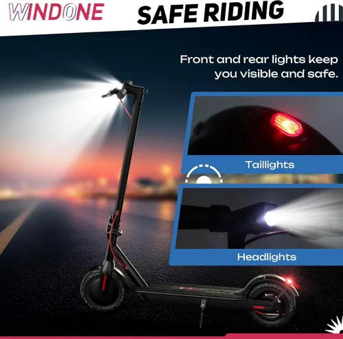 Vista 12 de Windone Electric Scooter for Adults, 430W Peak Motor, 19MPH & 17-Mile Range, Foldable Commuter Scooter with 10" Shock-Absorbing Tires & Dual Braking