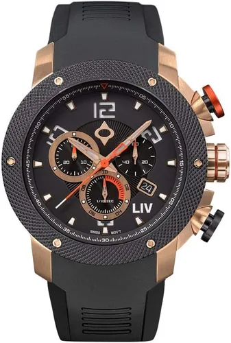 Vista 12 de LIV GX1 - Reloj clásico resistente con cronógrafo suizo de 1.77 pulgadas, 316L SS, 3D multicapa con fecha rápida, resistente a los arañazos Caja IP