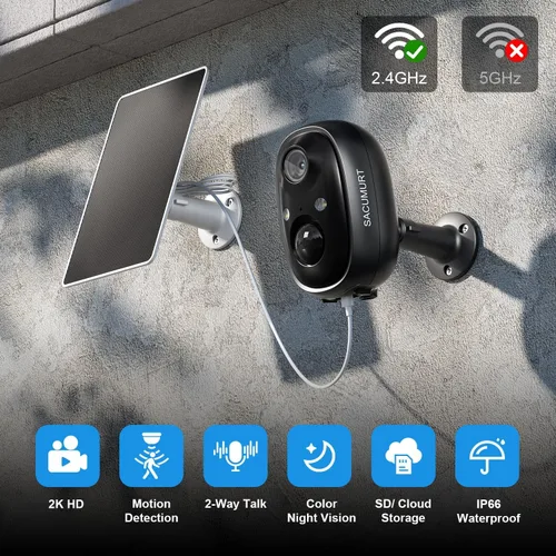 Vista 2 de Cámaras de seguridad inalámbricas para exteriores, almacenamiento en la nube gratuito, cámara WiFi de 2.4 GHz inalámbrica para exteriores, cámaras