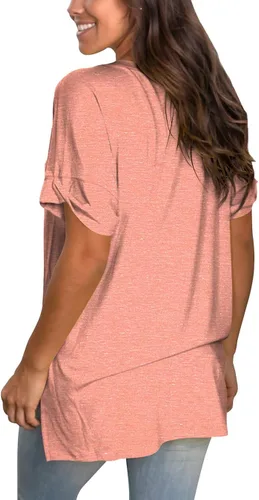 Vista 3 de liher - Camisetas de manga corta con cuello en V para mujer para verano suelta