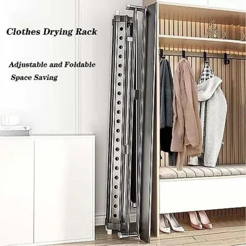 Vista 6 de Multi-Purpose Laundry Drying Rack Foldable, Stainless Steel Clothes Drying Stand with Adjustable Rods, Ideal for Indoor Outdoor Use