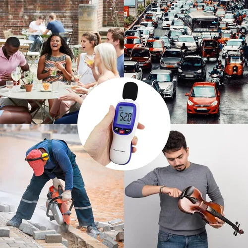 Vista 2 de Medidor de decibelios inalámbrico, medidor de nivel de sonido Bluetooth con registro de datos de aplicaciones y alarma, probador de sonido de audio