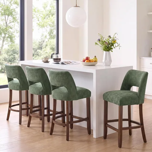 Vista 50 de VKNOW Juego de 2 Taburetes de Bar, Taburetes de Bar Tapizados de Altura de Mostrador, Taburetes Modernos de Mostrador con Patas de Madera para Isla