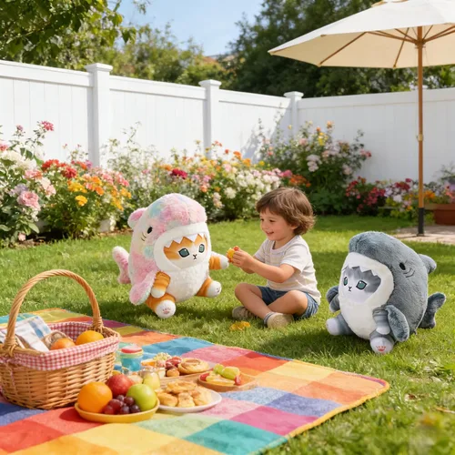 Vista 5 de Lindo juguete de peluche de gato de tiburón de 8 pulgadas, peluche de gato de camarón frito, almohada de peluche suave de gatito de tiburón, regalos