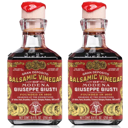 Vista 9 de Giusti Vinagre balsámico italiano de Módena IGP – 3 medallas de oro, rico y grueso Gran Deposito Aceto Balsamico di Modena para ensaladas, queso