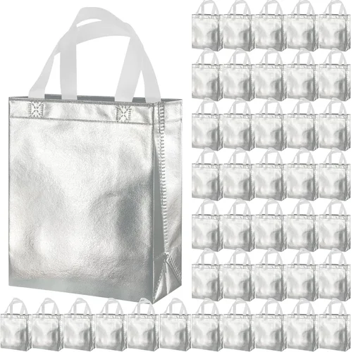 Vista 14 de BLEWINDZ 100 bolsas de regalo reutilizables medianas con asas - Ideales para obsequios de fiestas y bolsas de compras (10 colores)
