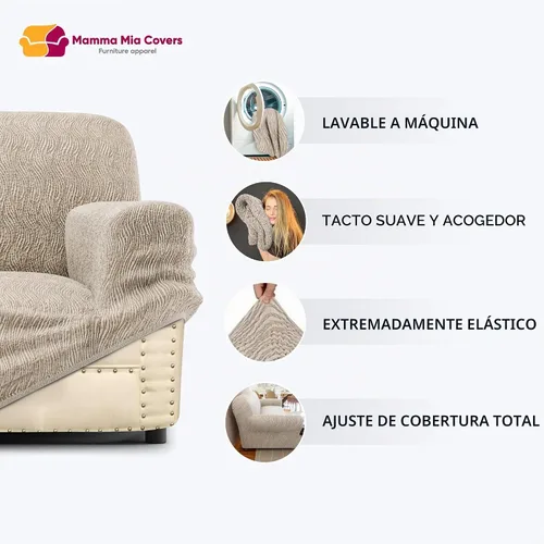 Vista 3 de PAULATO BY GA.I.CO. Funda para sofá biplaza reclinable, funda reclinable, funda de tela suave, protector elástico de ajuste de forma de 1 pieza