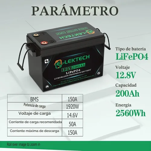 Vista 3 de Batería de litio LiFePO4 de 12V 200Ah
