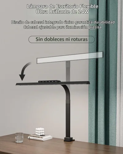 Vista 4 de Lámpara de escritorio con abrazadera para oficina en casa, luz Negro