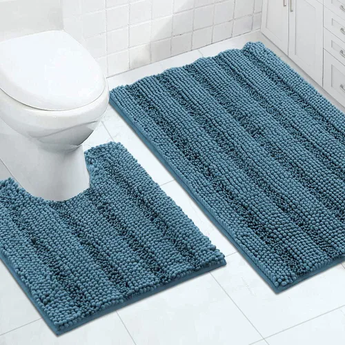 Vista 23 de Turquoize Alfombra de baño de chenilla de lujo para baño, extra absorbente, alfombra de ducha de microfibra antideslizante para baño, alfombra Aqua