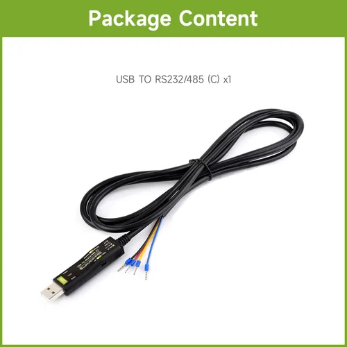 Vista 2 de Wavesahre - Cable USB a serie RS232/485, chip FT232RNL original, compatible con Mac, Linux, Android, Win11/10/8.1/8/7, indicadores de alimentación