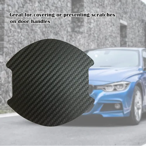 Vista 8 de kingsea 4 protectores de arañazos para manija de puerta de automóvil, textura magnética extraíble de fibra de carbono 3D, textura de fibra