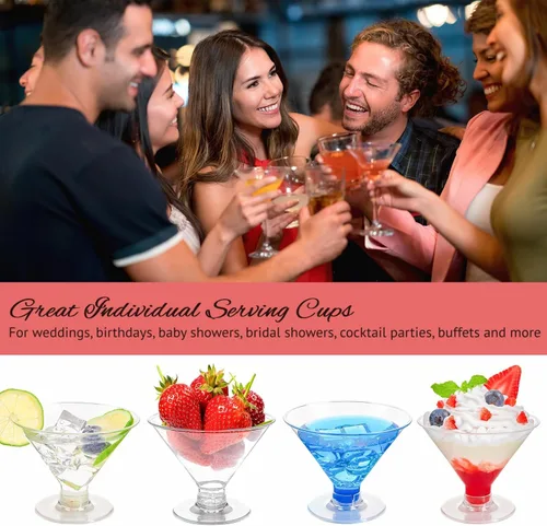 Vista 3 de Zezzxu Paquete de 40 Vasos de Martini de Plástico de 5 Oz Vasos de Cóctel Desechables, Mini Tazas de Postre con Cucharas Perfectas para Otoño