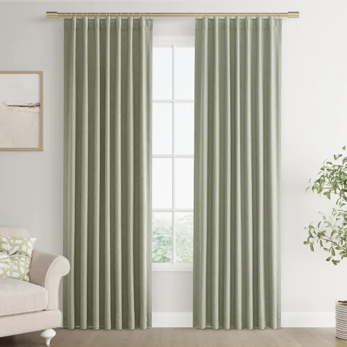 Vista 31 de Joywell - 2 cortinas de lino 100% opacas, con bolsillo para cortinero, trabilla trasera, cinta para ganchos y anillas con clip, con aislamiento